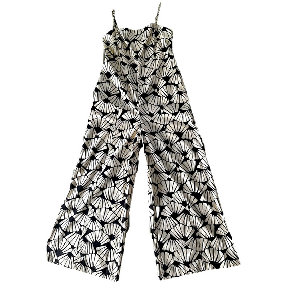 Black & White Floral Wide Leg Jumpsuit | Spaghetti Strap | Medium - Picture 3 of 7